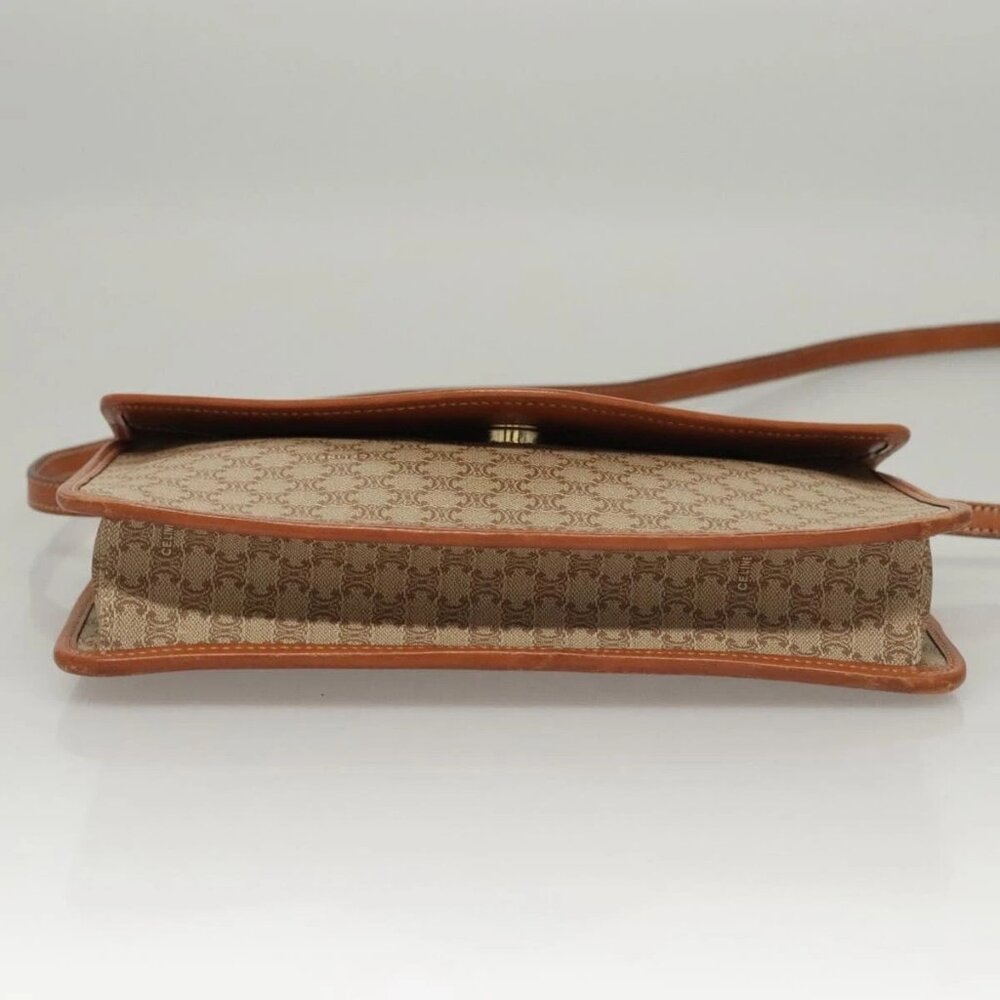 CELINE Macadam Canvas Shoulder Bag Beige Gold Auth - Picture 6 of 16